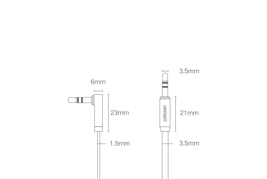 Ugreen flat cable audio cable AUX 3.5mm mini jack 1m silver (10597)