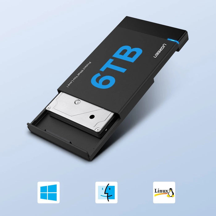 Ugreen bay for HDD SSD disk housing 2.5 '' SATA USB 3.2 Gen 1 (5 Gbps) micro USB SuperSpeed + 0.5 m cable black (US221 30848)