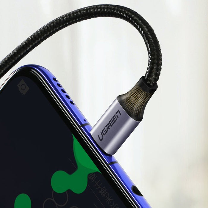 Ugreen US255 50125 USB-C (straight) / USB-C (angled) PD QC cable 60W 3A 2m - gray