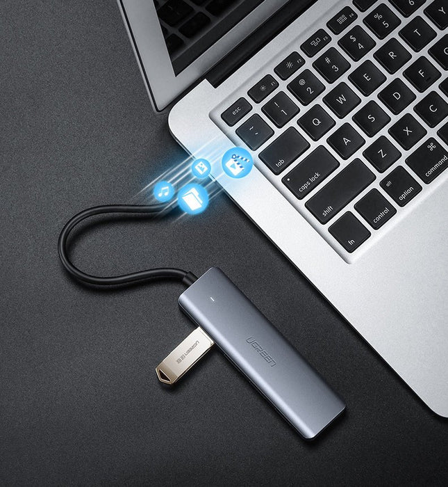 Ugreen USB HUB - 4x USB 3.2 Gen 1 with micro USB power port gray (CM219 50985)