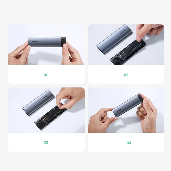 Ugreen M.2 SSD bay USB 3.2 Gen 2 drive (SuperSpeed USB 10 Gbps) + USB Type C cable 0.5m gray (CM400 10902)