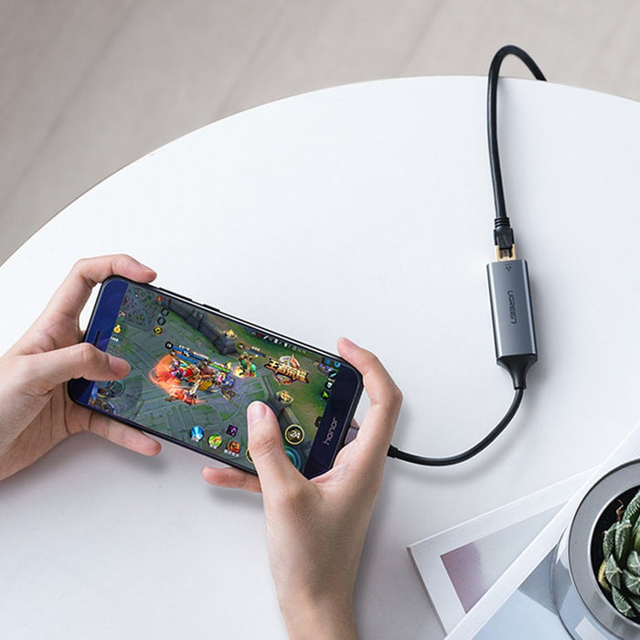 Ugreen external network adapter RJ45 - USB Type C (1000 Mbps / 1 Gbps) Gigabit Ethernet gray (CM199)