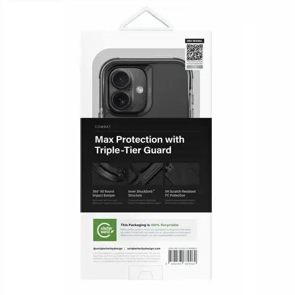 Uniq Combat iPhone 16 6.1’’ case Magclick Charging black/carbon black - Cell phone cases and covers<<<HurtelXML