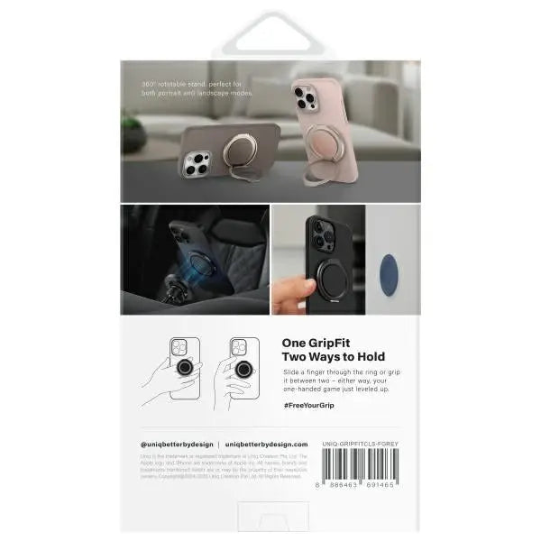 Uniq Gripfit 360 Magnetic Mount&Kickstand Magnetic Holder gray/flint gray - Cell phone holders<<<HurtelXML