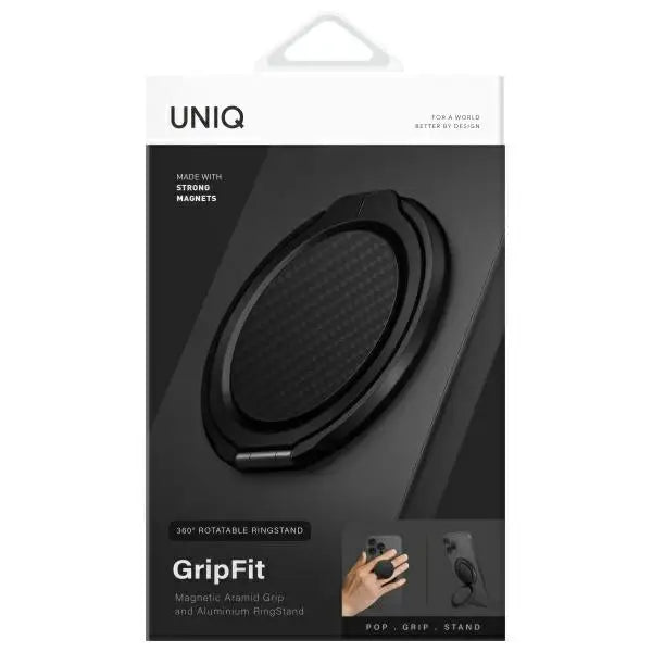 Uniq Gripfit Premium 360 Magnetic Mount&Kickstand Magnetic Holder black/carbon black - Cell phone holders<<<HurtelXML