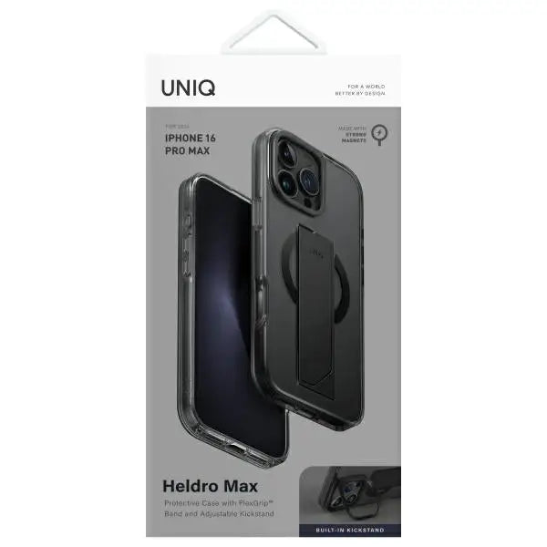 Uniq Heldro Max iPhone 16 Pro Max 6.9’’ Magclick Charging case black/vapour smoke - Cell phone cases