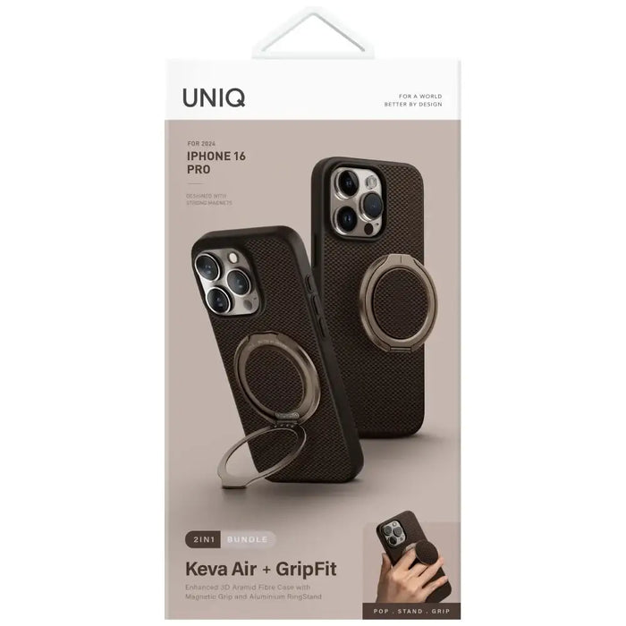Uniq Keva Air Magclick Charging GripFit Case for iPhone 16 Pro - Brown - Cell phone cases and covers<<<HurtelXML