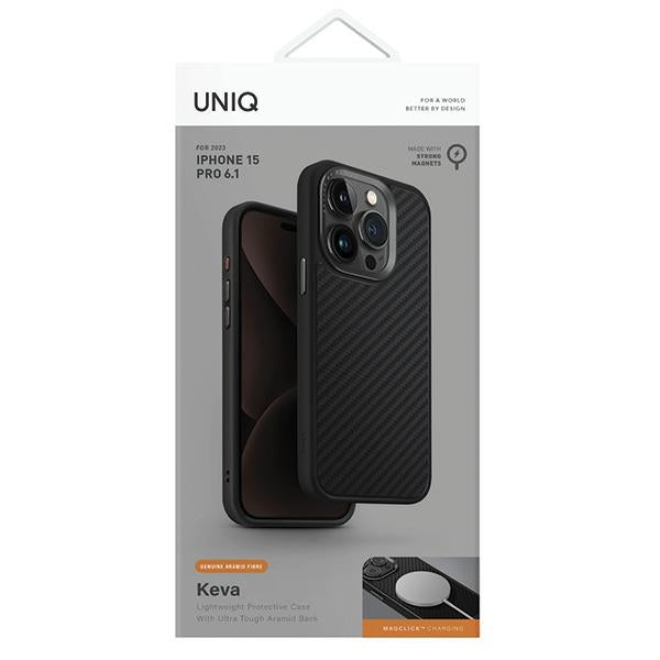 Uniq Keva Magclick Charging case for iPhone 15 Pro - black - Cell phone cases and covers<<<HurtelXML