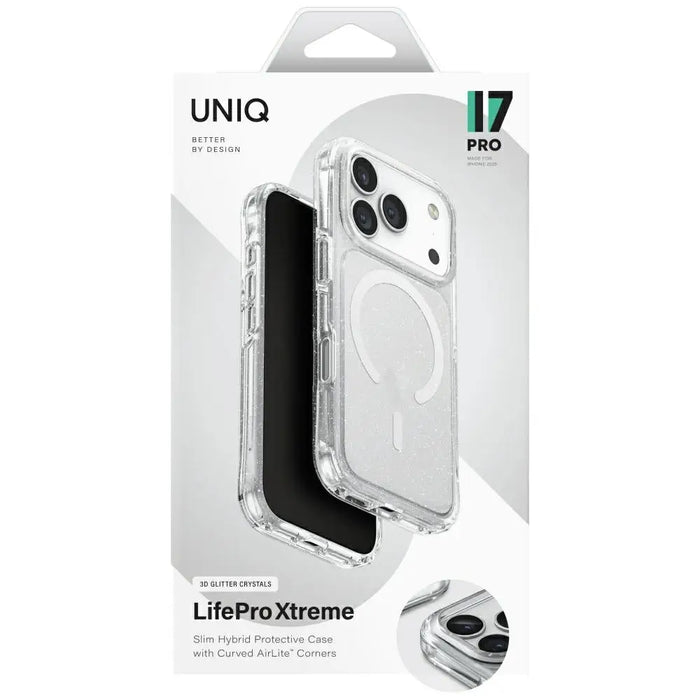 Uniq LifePro Xtreme Magclick Charging Case for iPhone 17 Pro - Clear-Glitter - Cell phone cases and covers<<<HurtelXML
