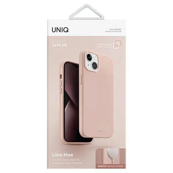 Uniq Lino Hue Magclick Charging case for iPhone 14 Plus - pink - Cell phone cases and covers<<<HurtelXML