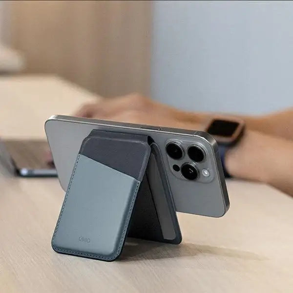 Uniq Lyden DS magnetic RFID wallet with phone stand - blue and black - Others<<<HurtelXML