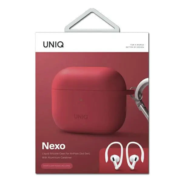 Uniq Nexo case for AirPods 3 + Ear Hooks Silicone - red - Cell phone cases and covers<<<HurtelXML