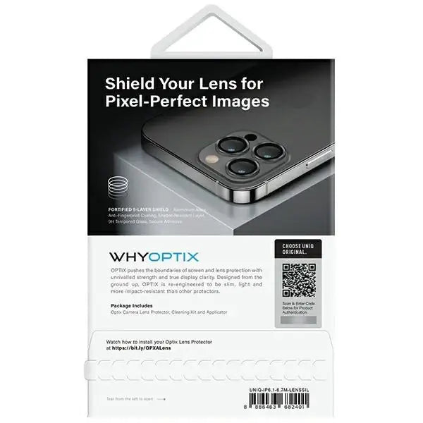 Uniq Optix Aluminum Camera Lens Protector for iPhone 14/14 Plus camera lens with applicator - silver - Cell phone