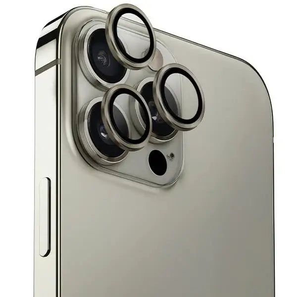 Uniq Optix Aluminum Camera Lens Protector iPhone 16 Pro / 16 Pro Max with applicator - titanium - Cell phone tempered