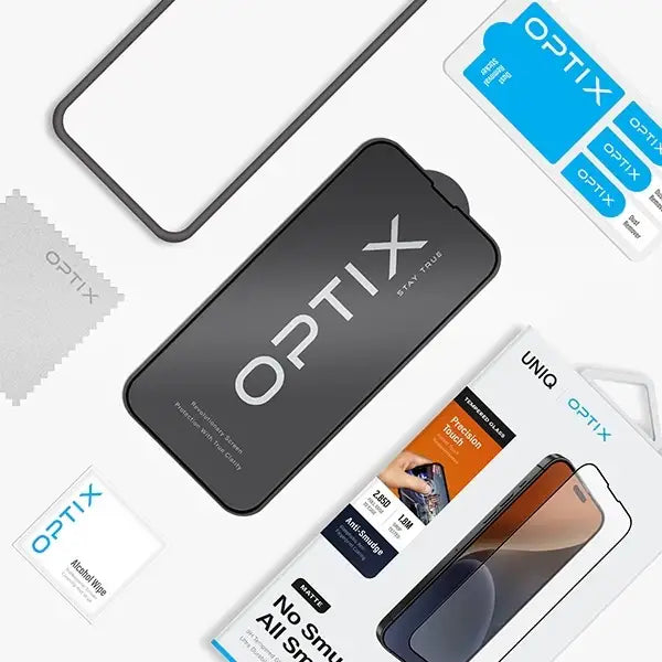 Uniq Optix Matte frosted tempered glass for iPhone 15 / 14 Pro with applicator - Cell phone tempered glass<<<HurtelXML