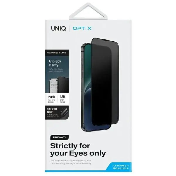 Uniq Optix Privacy tempered glass for iPhone 15 Pro Max with applicator - Cell phone tempered glass<<<HurtelXML