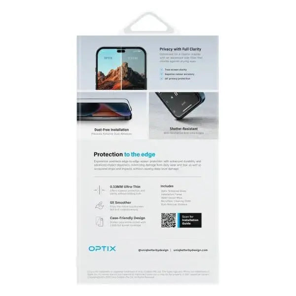 Uniq Optix Privacy tempered glass with privacy applicator for iPhone 16 Pro - Cell phone tempered glass<<<HurtelXML