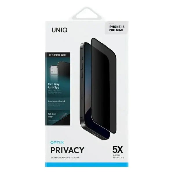 Uniq Optix Privacy tempered glass with privacy applicator for iPhone 16 Pro Max - Cell phone tempered glass<<<HurtelXML