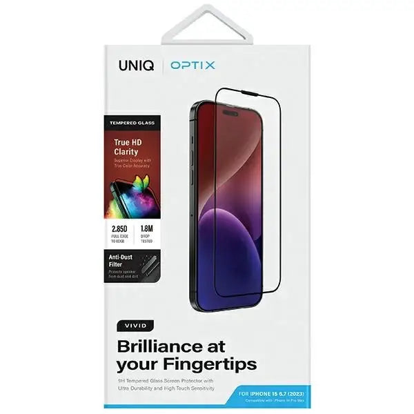 Uniq Optix Vivid glass for iPhone 15 Plus / 14 Pro Max with applicator - Cell phone tempered glass<<<HurtelXML