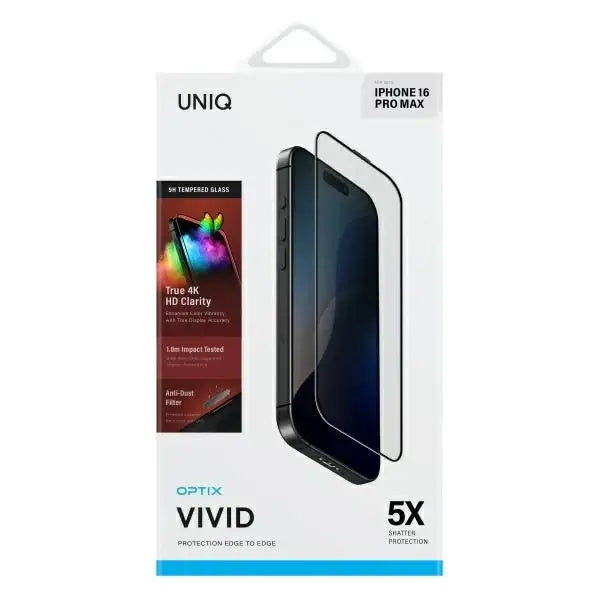 Uniq Optix Vivid tempered glass with applicator for iPhone 16 Pro Max - Cell phone tempered glass<<<HurtelXML