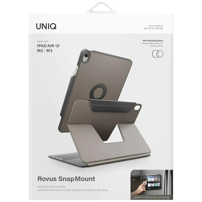 Uniq Rovus Snapmount Magnetic 360 Rotating Detachable Case for iPad Air 13’’ 2024 / 2025 - Gray - Cell phone cases