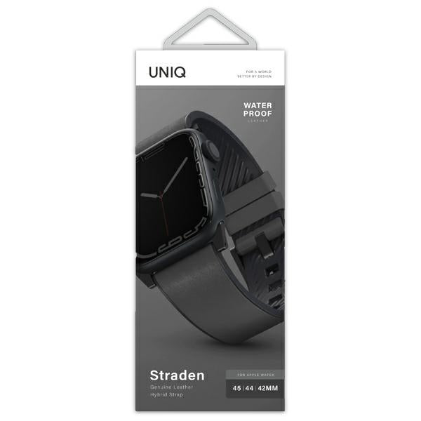 Uniq Straden Leather Hybrid Strap for Apple Watch 1/2/3/4/5/6/7/8/SE/SE2/Ultra 42/44/45/49mm - Gray - Other cell phone