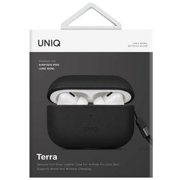 Uniq Terra Genuine Leather case for AirPods Pro 2 - black - Cell phone cases and covers<<<HurtelXML