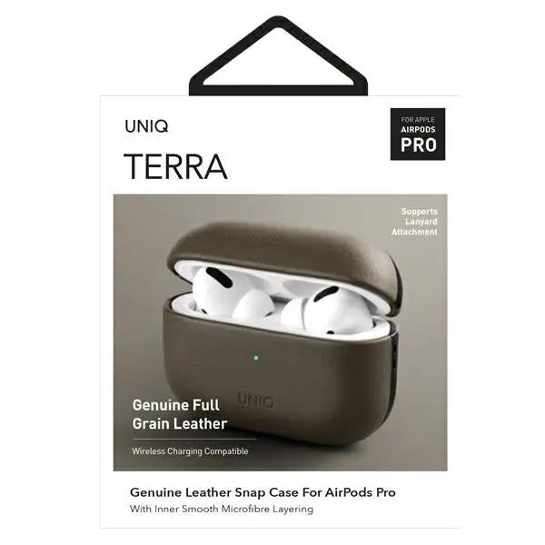 Uniq Terra Genuine Leather case for AirPods Pro - olive - Cell phone cases and covers<<<HurtelXML