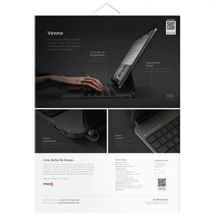 Uniq Venno Pro Magnetic Smart Case with Keyboard for iPad Air 13’’ 2024 / 2025 / iPad Pro 13’’ 2024 - Black - Cell