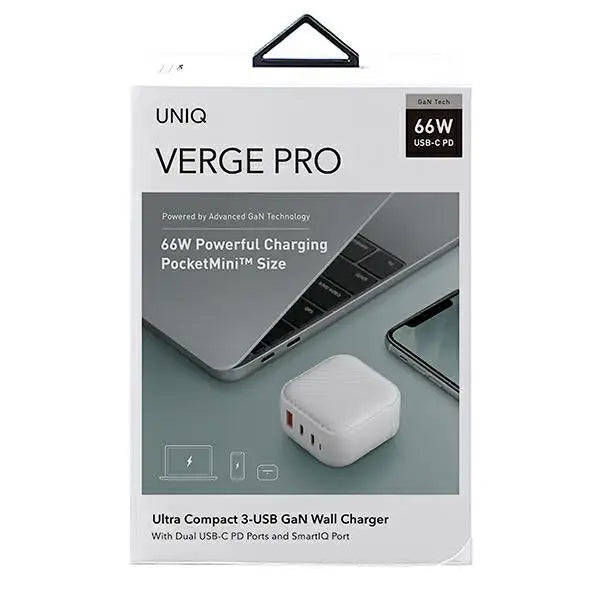 Uniq Verge Pro 66W GaN USB-C wall charger - white - Cell phone USB charger<<<HurtelXML