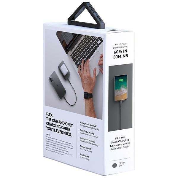 Uniq Flex USB-C / Lightning 18W nylon cable 30 cm - gray