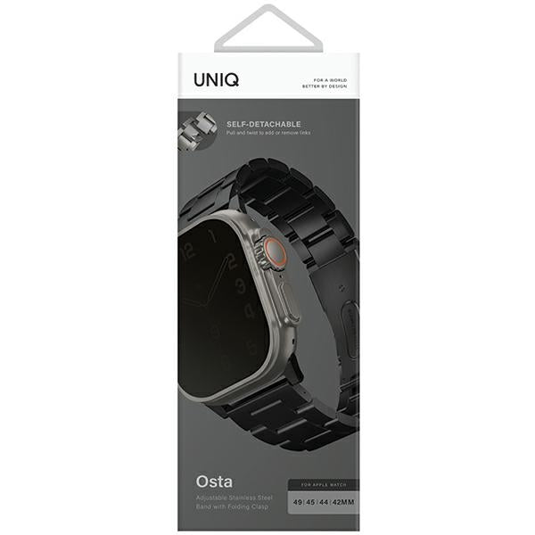 Uniq Osta Stainless Steel Strap for Apple Watch 1/2/3/4/5/6/7/8/SE/SE2/Ultra 42/44/45/49mm - Black