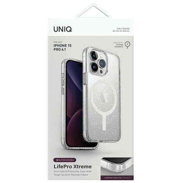 Uniq LifePro Xtreme Magclick Charging Case for iPhone 15 Pro - Transparent Silver