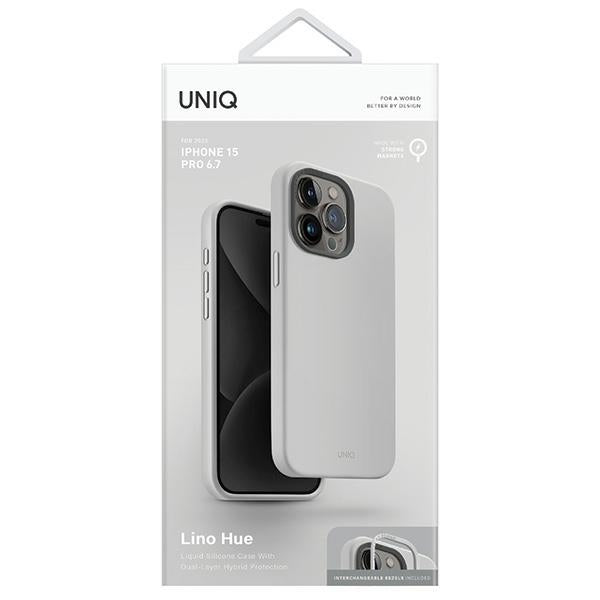 Uniq Lino Hue Magclick Charging case for iPhone 15 Pro Max - light gray