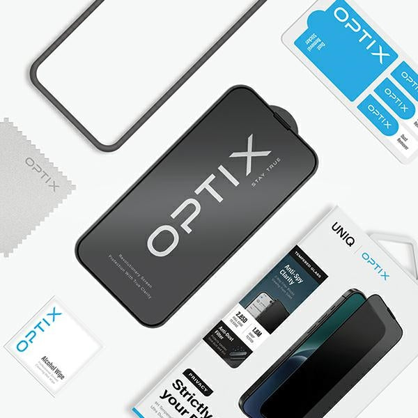 Uniq Optix Privacy tempered glass for iPhone 15 Pro with applicator