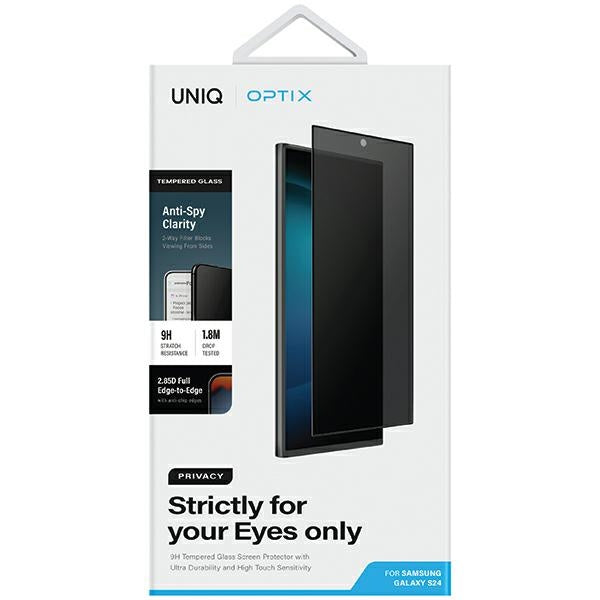 Uniq Optix Privacy tempered glass for Samsung Galaxy S24 with applicator