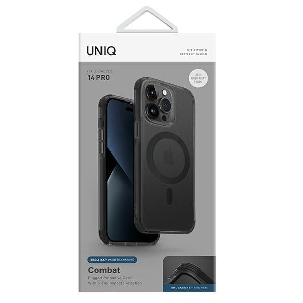 Uniq Combat iPhone 14 Pro 6.1" case Magclick Charging black/concrete charcoal