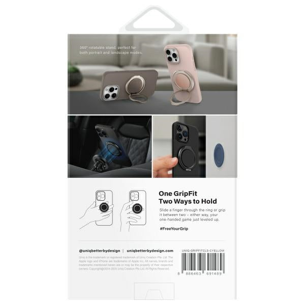 Uniq Gripfit 360 Magnetic Mount&amp;Kickstand Magnetic Holder yellow/canary yellow