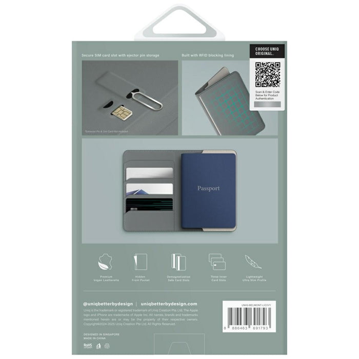 Uniq Belmont RFID Blocking Passport Case - Green/Ivory