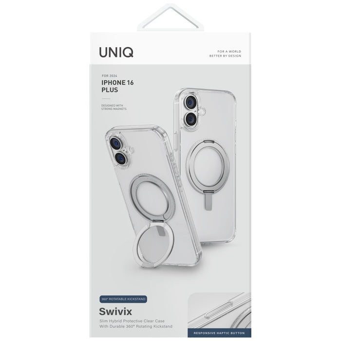 Uniq Swivix 360 Rotating Kickstand Case for iPhone 16 Plus - Transparent