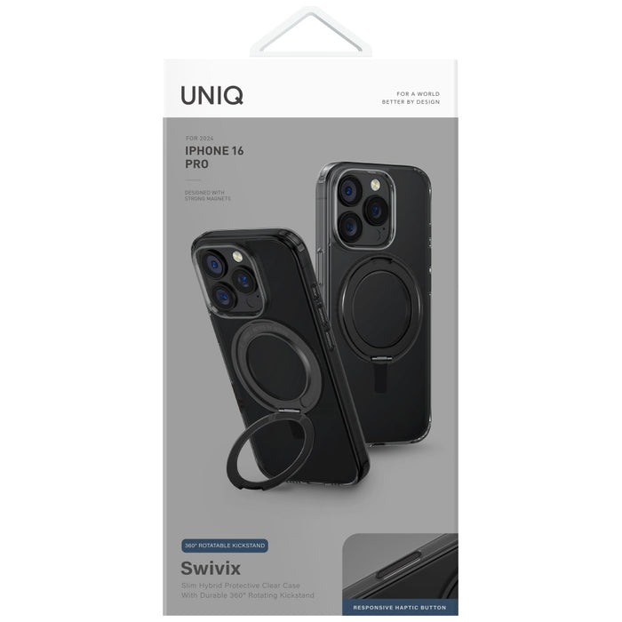 Uniq Swivix 360 Rotating Kickstand Case for iPhone 16 Pro - Black
