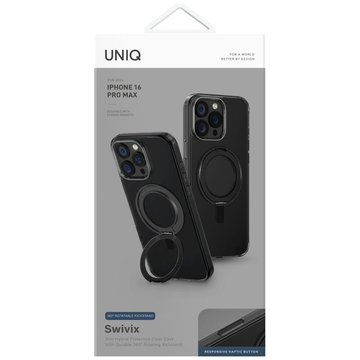 Uniq Swivix 360 Rotating Kickstand Case for iPhone 16 Pro Max - Black