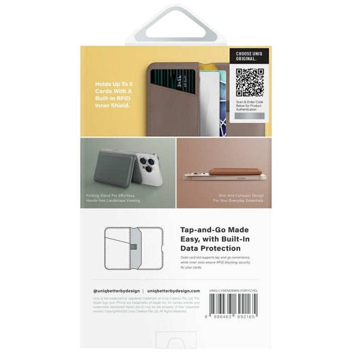 Uniq Lyden DS RFID Magnetic Wallet with Phone Stand - Gray
