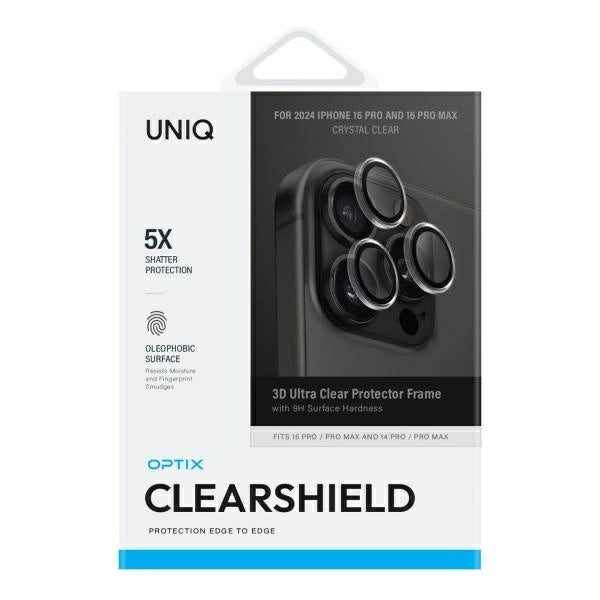 Uniq Optix Clear Camera Lens Protector iPhone 16 Pro 6.3&quot; / 16 Pro Max 6.9&quot; crystal clear camera lens glass with applicator