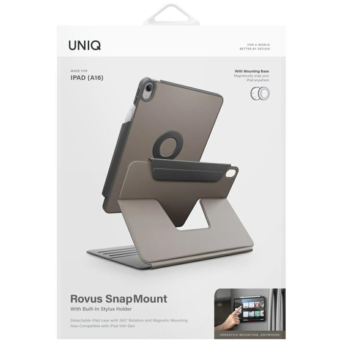 Uniq Rovus Snapmount Magnetic 360 Rotating Detachable Case for iPad 11" 2025 / iPad 10.9" 2022 (10th gen.) - Gray