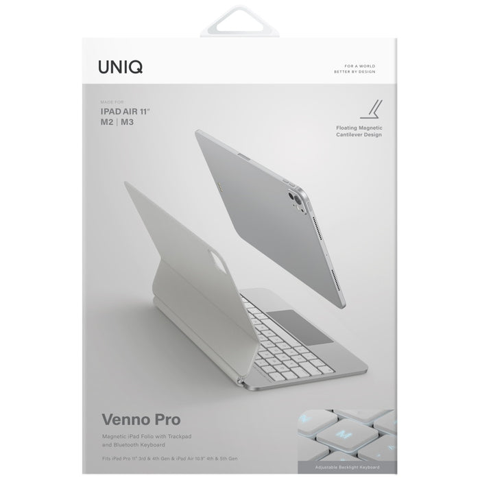 Uniq Venno Pro Magnetic Smart Case with Keyboard for iPad Air 10.9" (2020/2022) / Pro 11" (2021/2022) / Air 11" (2024/2025/2026) - White
