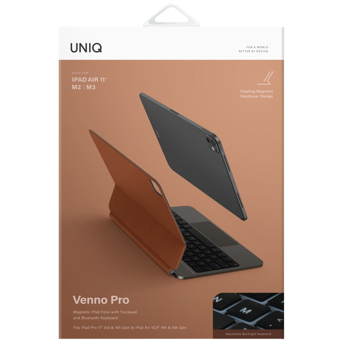Uniq Venno Pro Magnetic Smart Case with Keyboard for iPad 11" 2025 / iPad Air 11" 2024 / 2025 / iPad Pro 11" 2018 / 2020 / 2021 / 2022 / 2024 - Brown