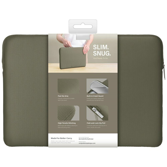 Uniq Cyprus Ridge Edition Laptop Sleeve bag for a 14&quot; water-resistant neoprene laptop - green
