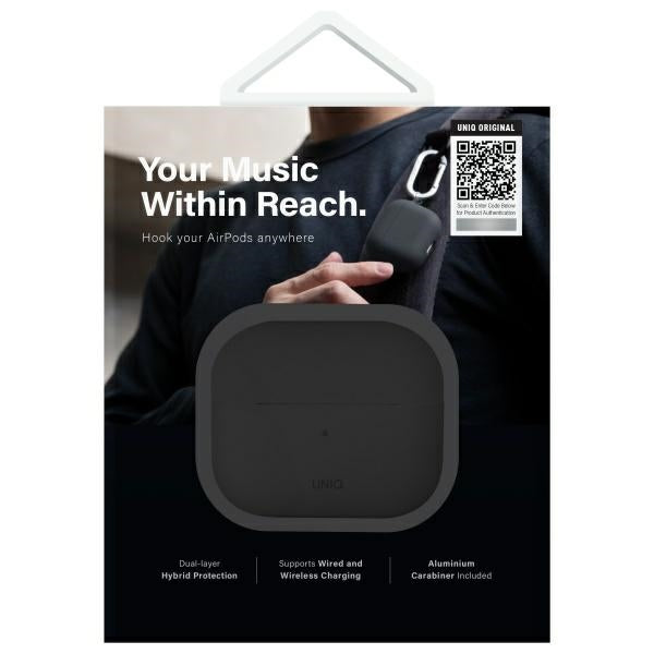 Uniq Nexo AirPods 4 + Ear Hooks Silicone case - black