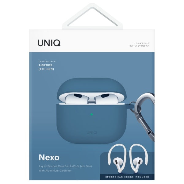 Uniq Nexo AirPods 4 + Ear Hooks Silicone case - blue